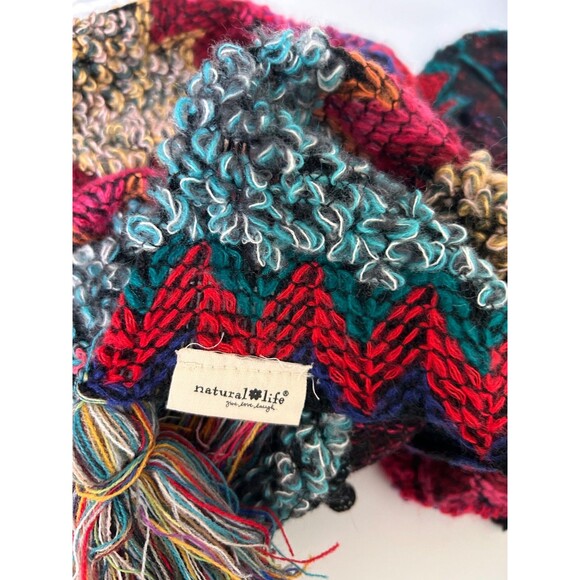 NATURAL LIFE OS Crochet Knit Sweater Shawl Poncho Boho Act Poly Wool Fall y - Picture 7 of 8